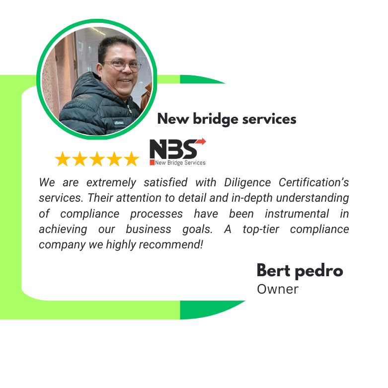 Diligence Certification BIS consultancy in India (Client Testimonial)