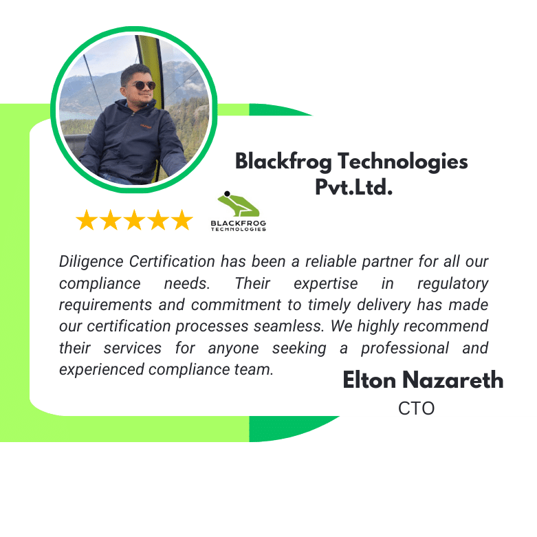 Diligence Certification BIS consultancy in India(Client Testimonial)