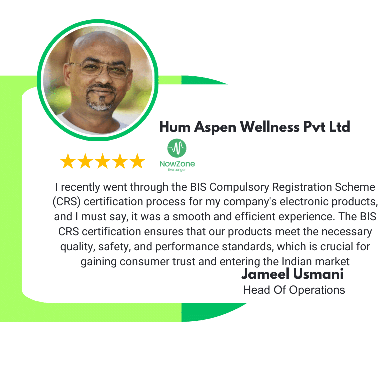 Diligence Certification BIS consultancy in India (Client Testimonial)