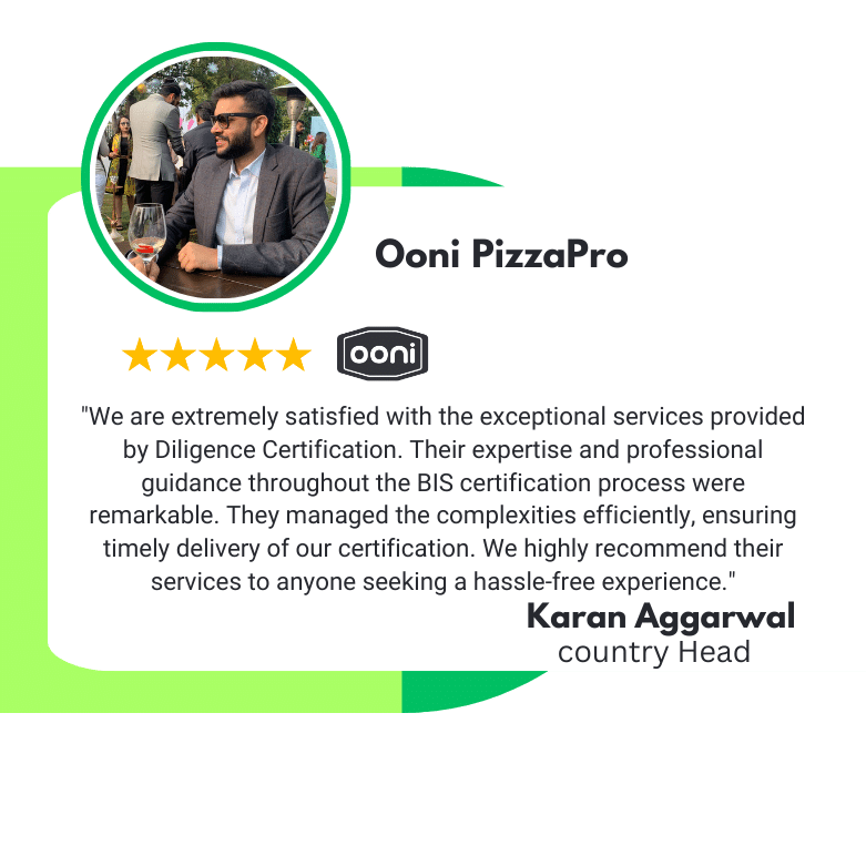 Diligence Certification BIS consultancy in India (Client Testimonial)